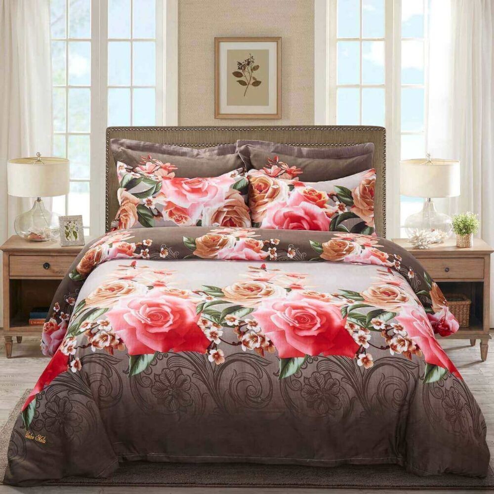 

Комплект пододеяльников Dolce Mela - Rose Medley, цвет Brown And Red Green