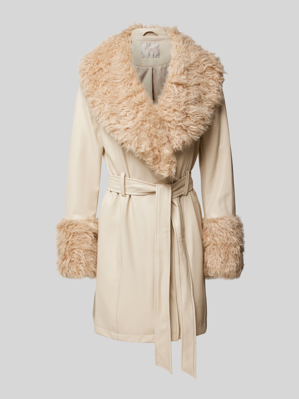 

Пальто с отделкой из искусственного меха модель «AURORA» Guess, серо-коричневый