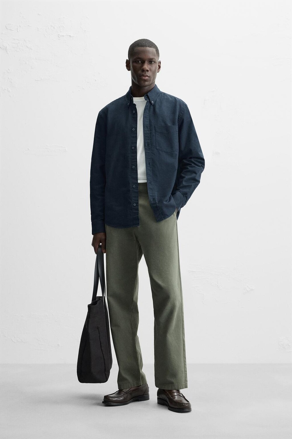 

Рубашка оксфорд ZARA, темно-синий
