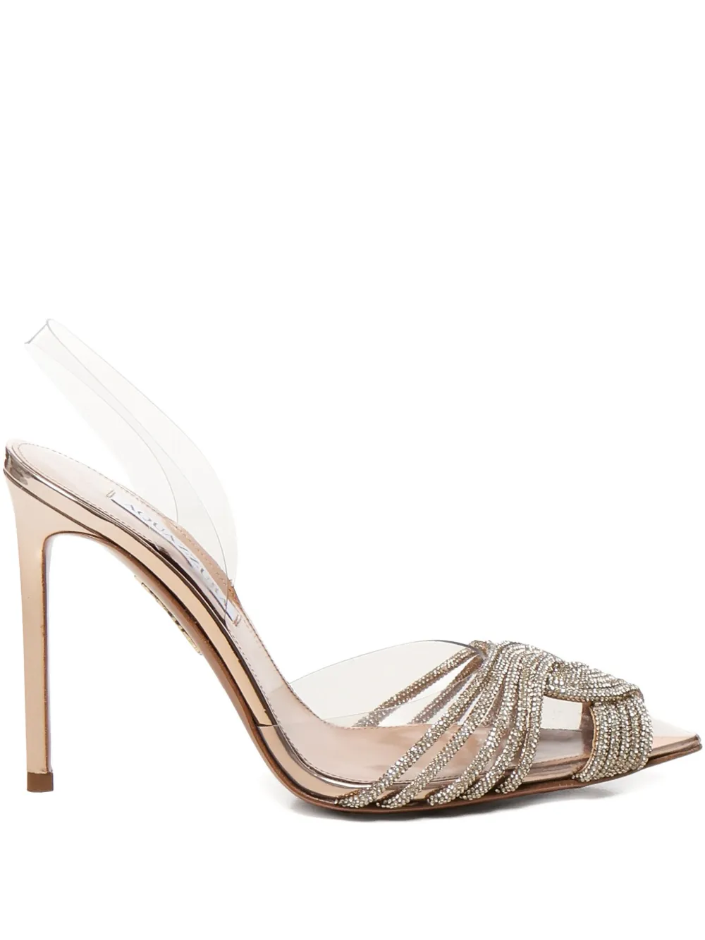 Туфли Gatsby с ремешком на пятке и кристаллами Aquazzura, серебряный