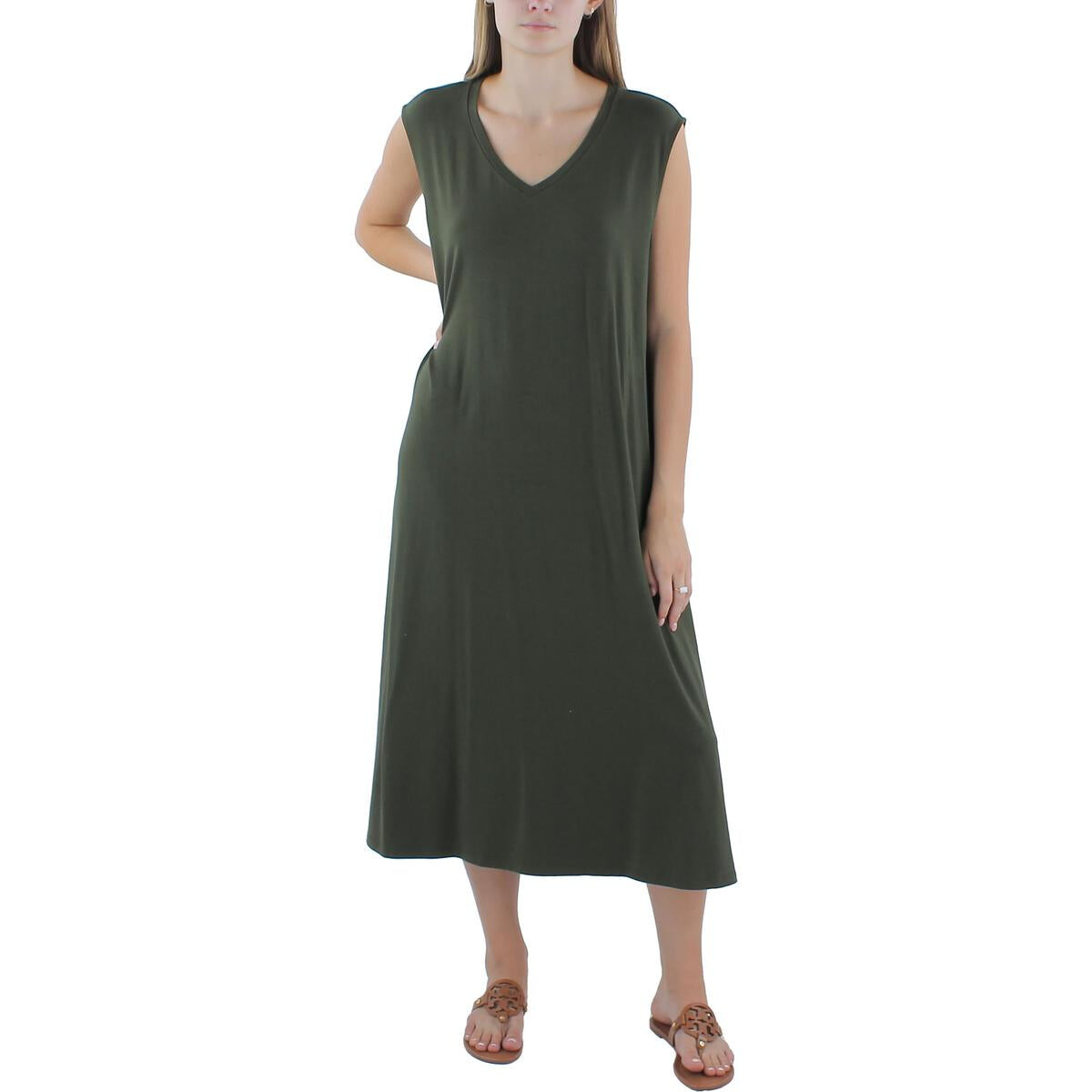 

Женское платье миди из тенселя EILEEN FISHER, цвет Seaweed