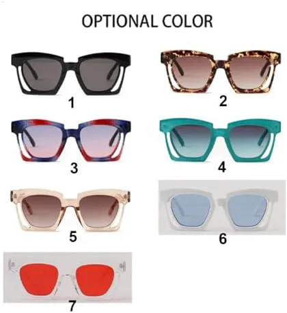 

Солнцезащитные очки Square Hollow Personality 2027 для женщин, большие мужские солнцезащитные очки для вечеринок, защита от УФ-излучения UV400 MTZJH, Black Grey