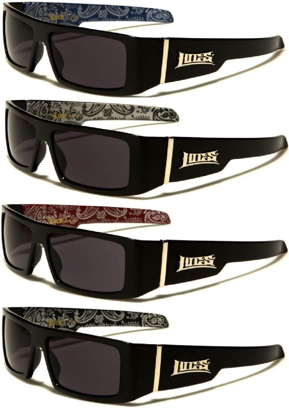 

Солнцезащитные очки Locs Gangsta, различные комплекты, стиль 58 (4 шт.: синий, красный, белый, серебристая бандана), 4 Pack Blue Bandana Red Bandana White Bandana Silver Bandana