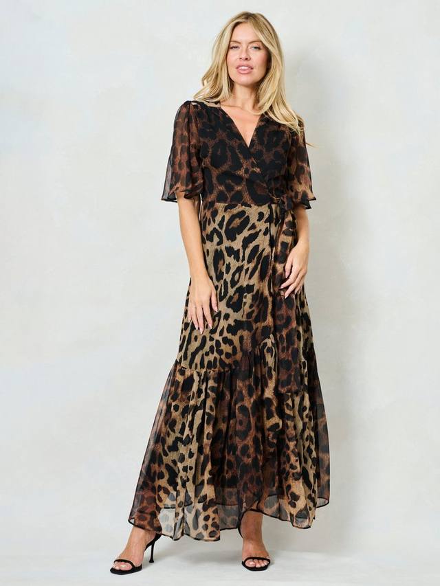 

Платье макси Lexi с коротким рукавом и запахом в стиле animal print Hope & Ivy