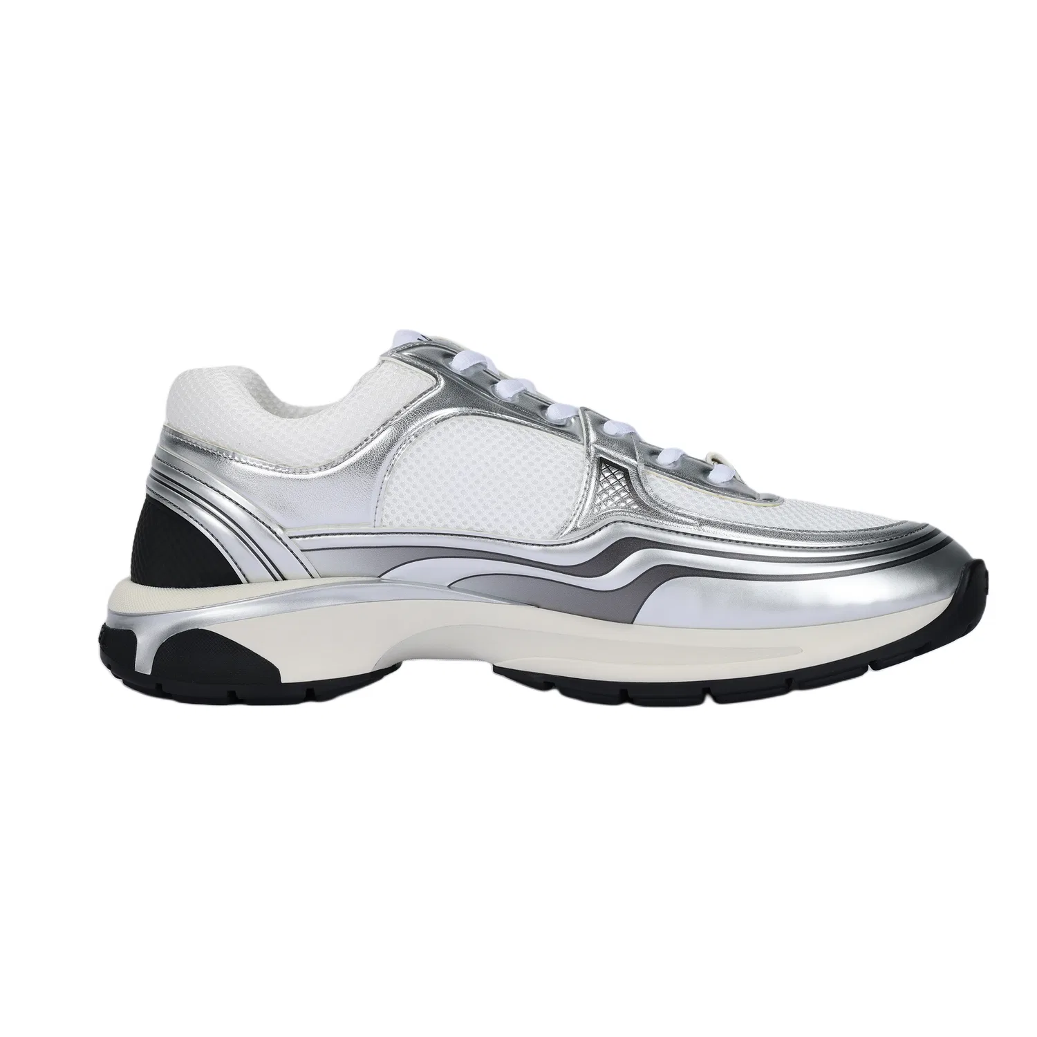 Кроссовки Casual с логотипом CHANEL Original Shoe Box Included бело-серебристые — фото 3