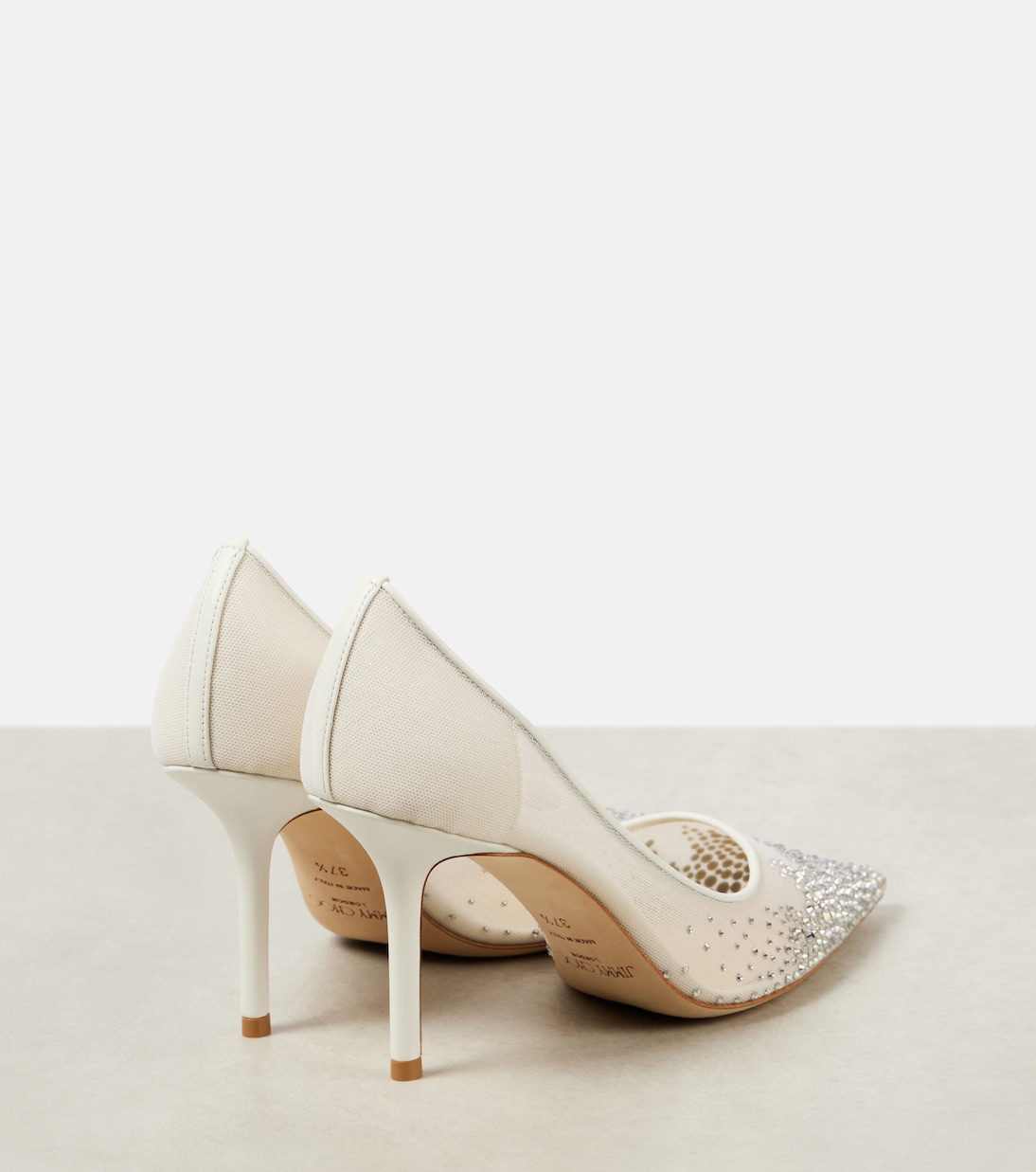 Туфли-лодочки Love 85 с кристаллами и сетчатым верхом Jimmy Choo, White/Crystal — фото 3