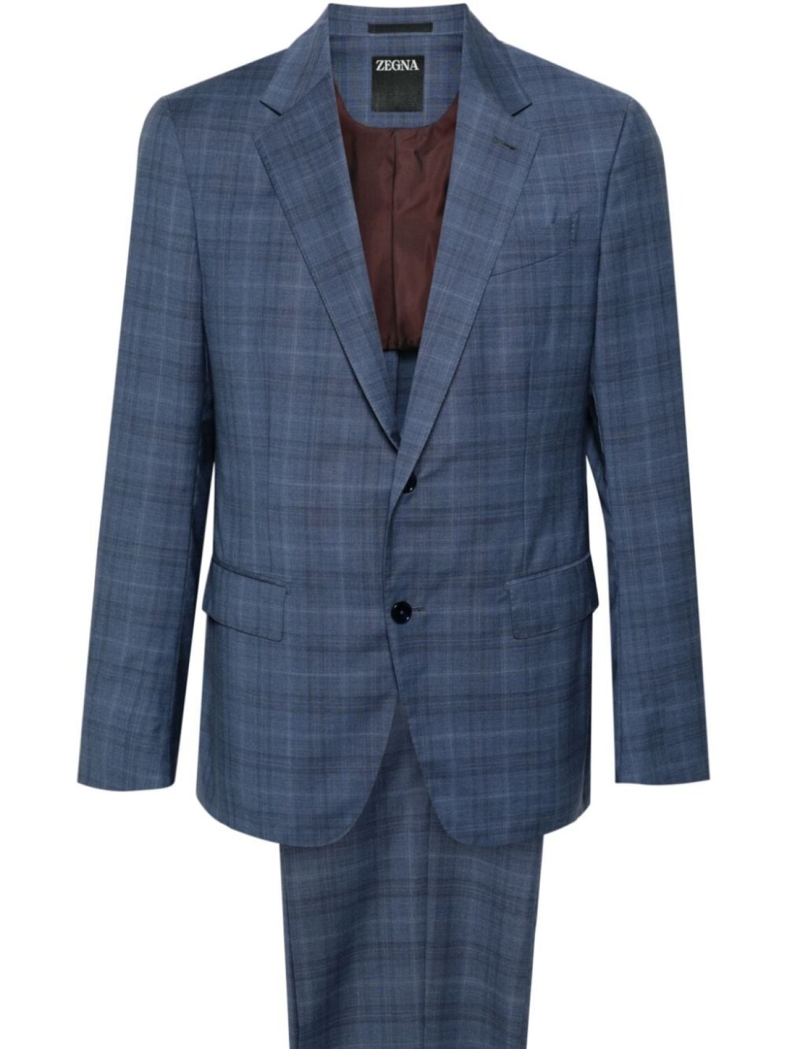 

Шерстяной костюм с однобортным пиджаком Zegna, синий