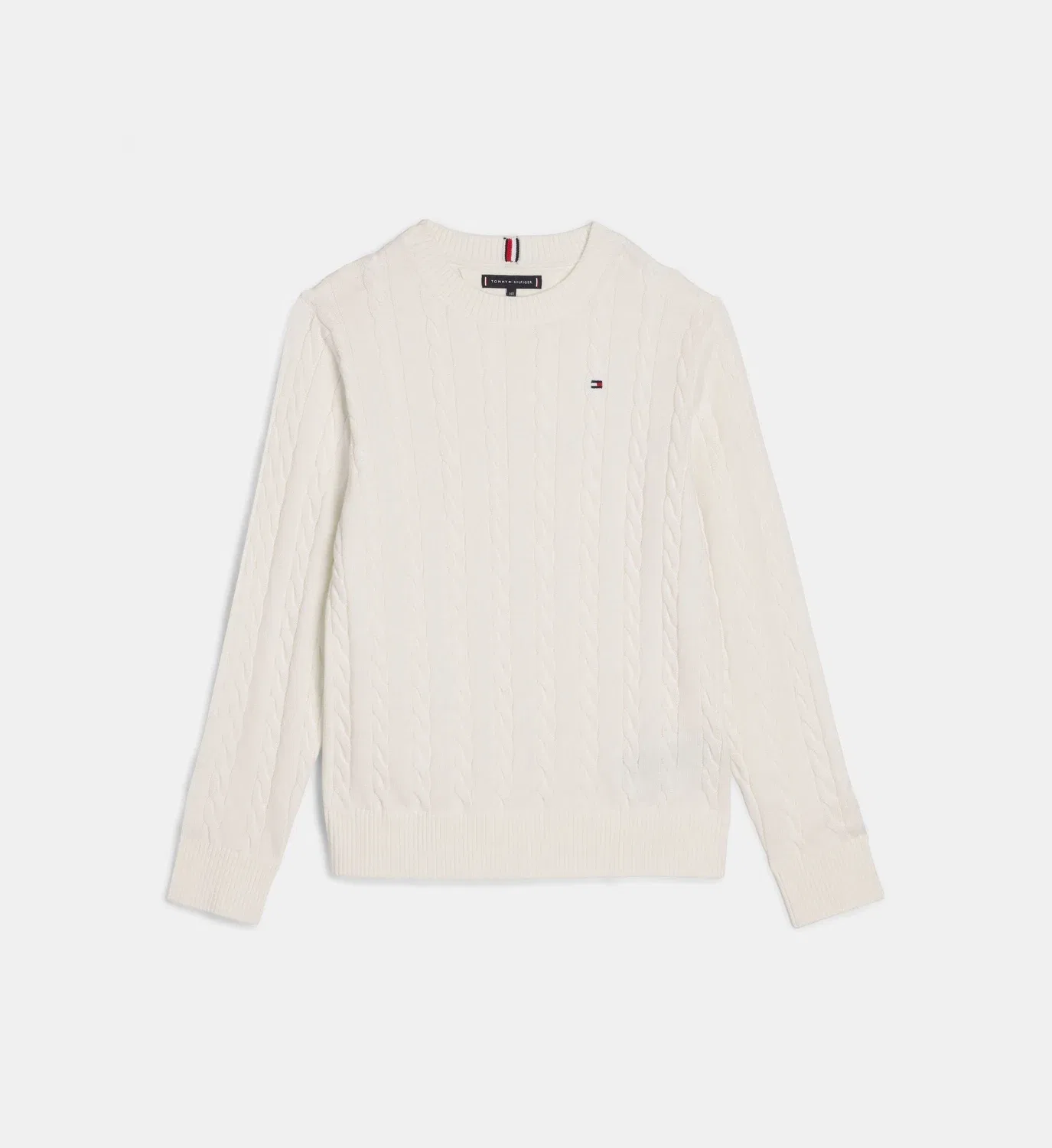 Хлопковый свитер со скрученным узором Tommy Hilfiger, бежевый