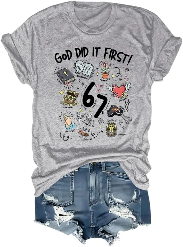 

Футболка God Did It First, 67 Christian Bible Eirzuts