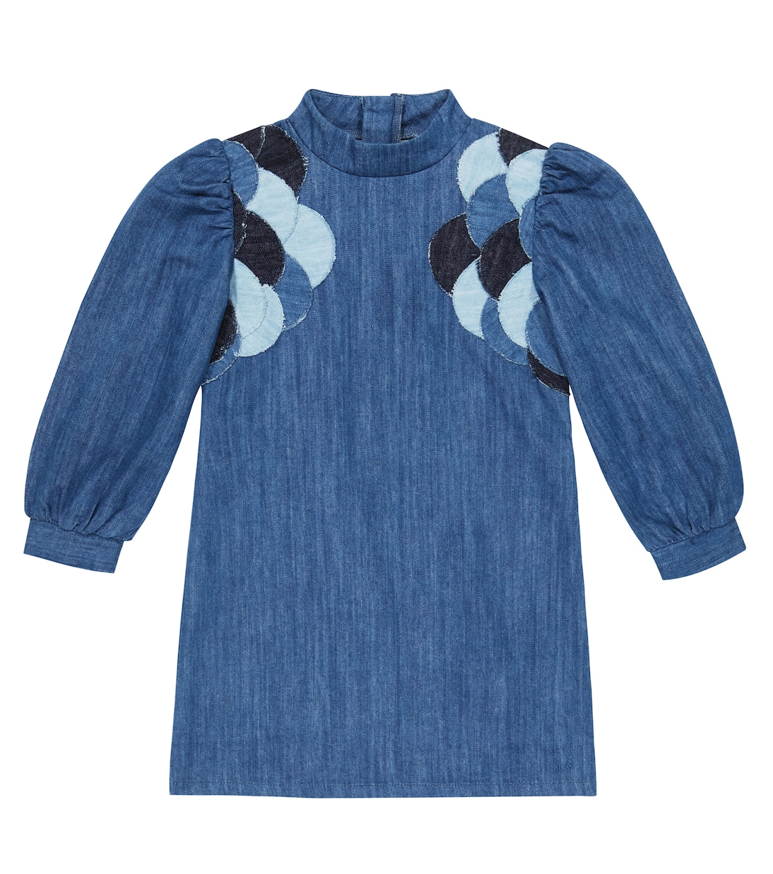 

Лоскутное джинсовое платье Chloé Kids, Denim Blue