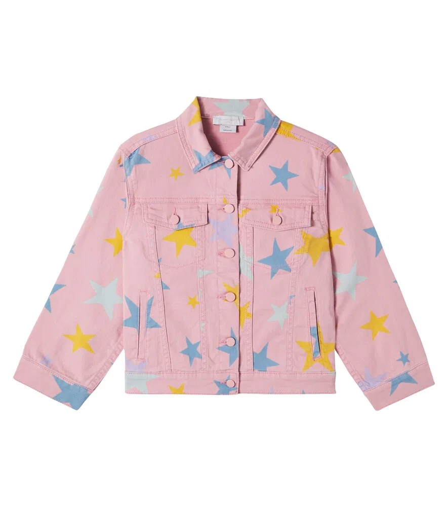 Джинсовая куртка с принтом в виде звезд Stella McCartney Kids, розовый