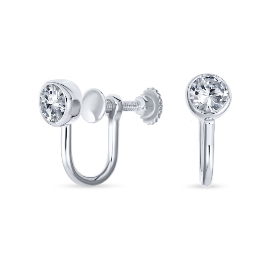 

Минималистичные геометрические серьги-клипсы с фианитом, серебро 925 пробы, 5 мм Bling Jewelry, Silver