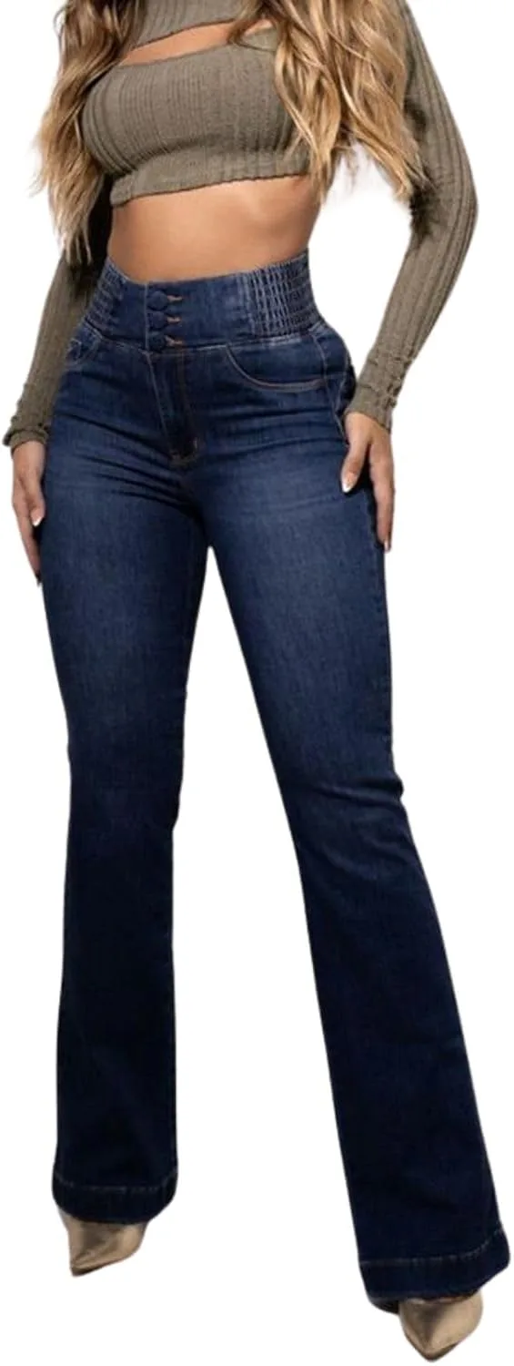 

Utcoco Высокие расклешенные джинсы для женщин, Stretch, Slim Fit