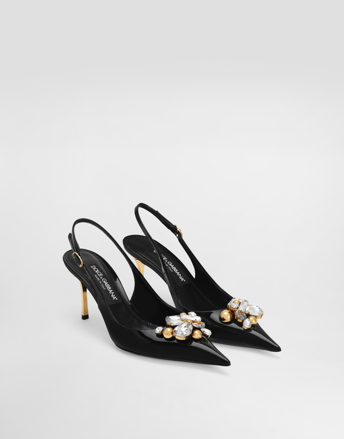Лакированные туфли-слингбэки с украшением DOLCE & GABBANA, мультиколор — фото 2