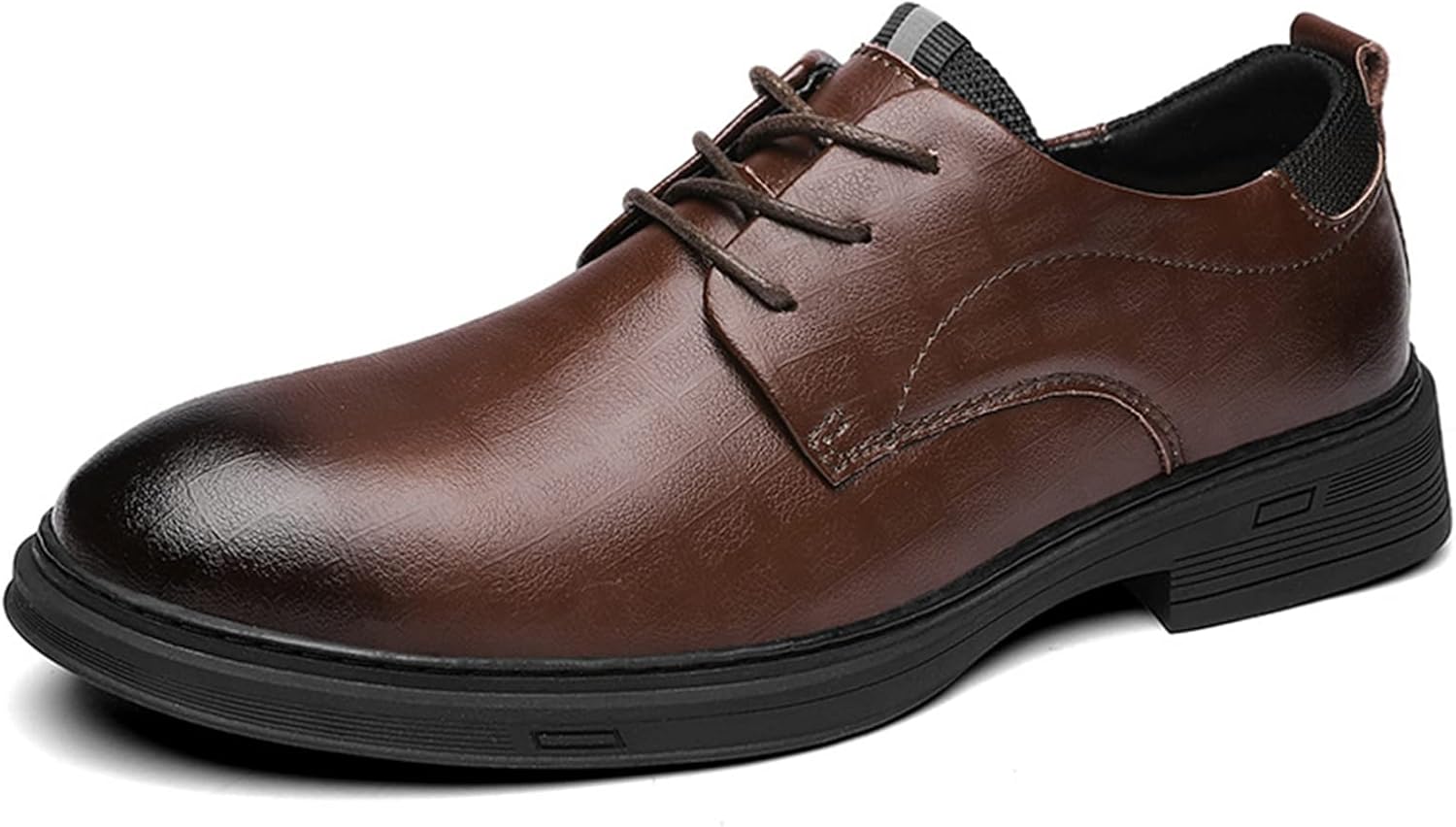 

Мужские туфли PURCHAWEE Derby в клетку, кожаные с тиснением, с противоскользящей подошвой, на шнуровке, с круглым носком и устойчивым каблуком, для официального и делового стиля, коричневый