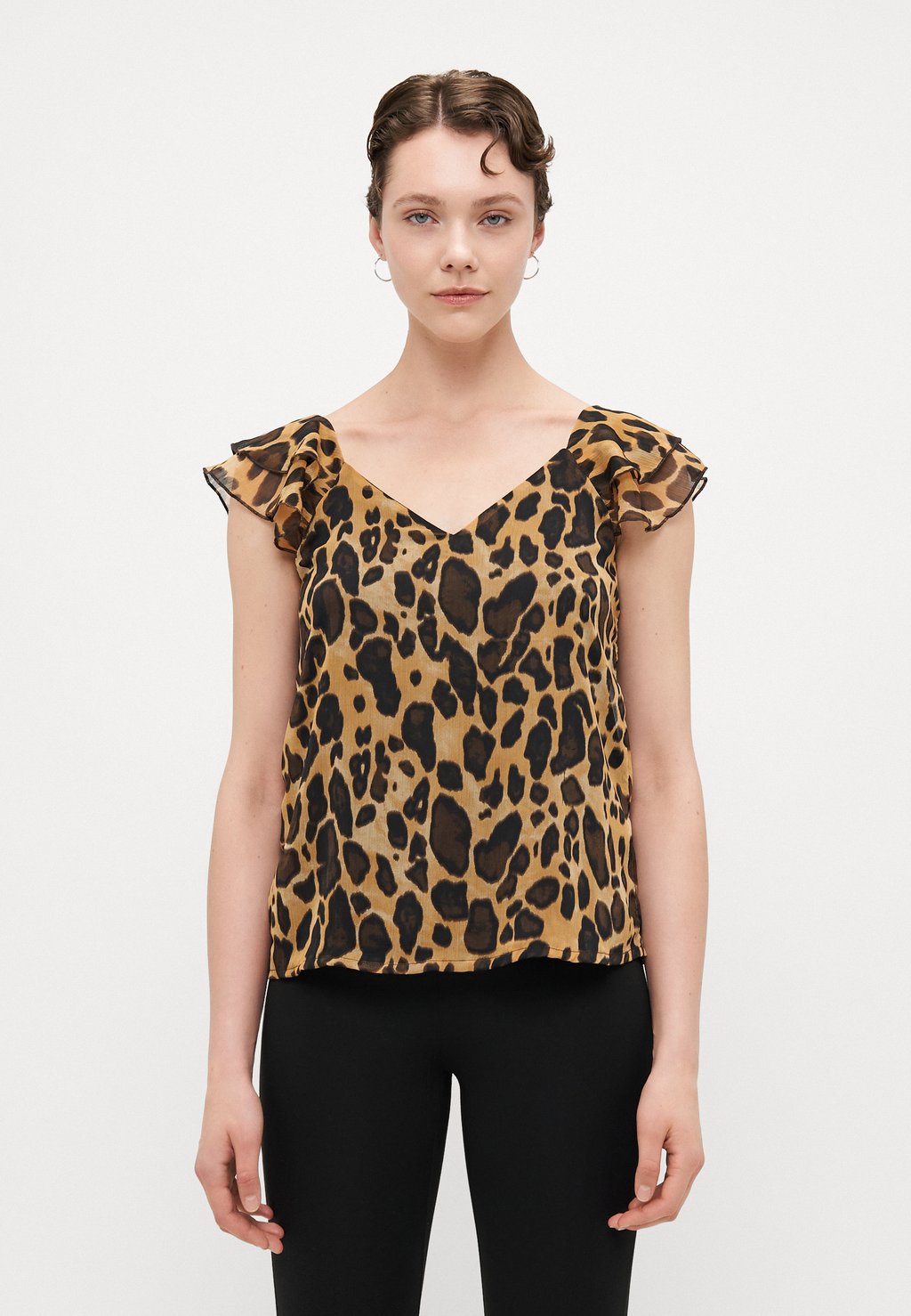 

Блуза ONLASTA LIFE CAPSLEEVE V NECK ONLY Tall, черный