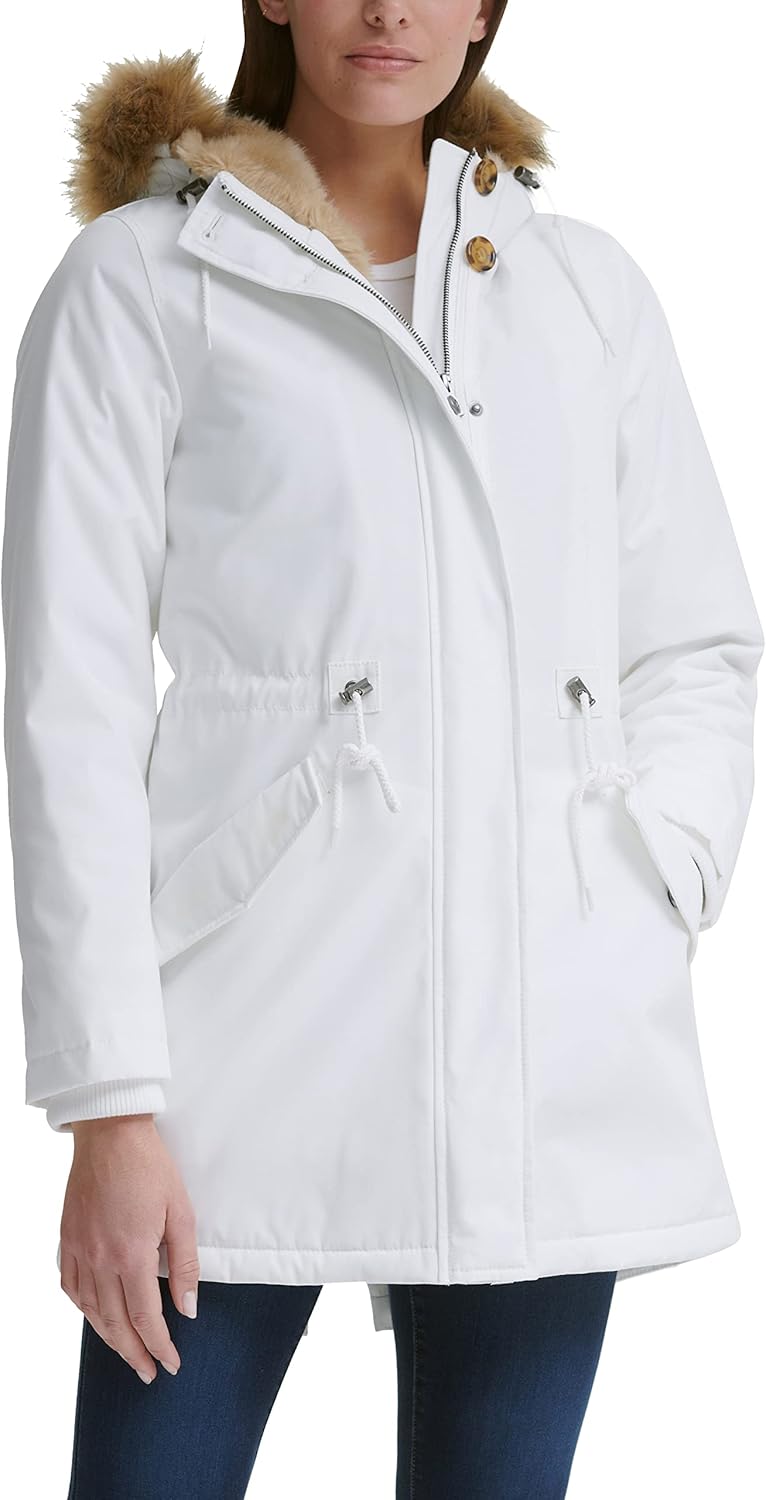 

Levi's Женская парка с капюшоном на искусственном меху, White