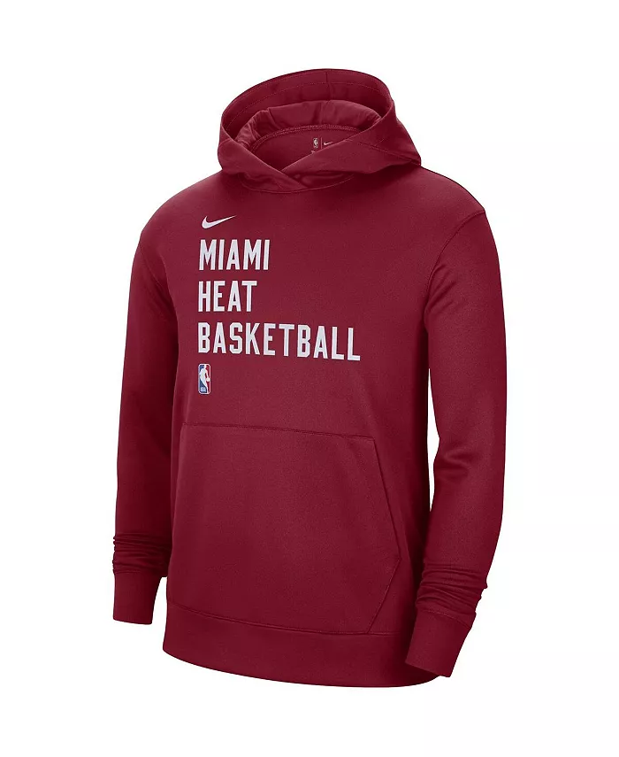 Мужская и женская толстовка с капюшоном для тренировок Miami Heat 2023/24 Performance Spotlight On-Court в красном цвете Nike — фото 3
