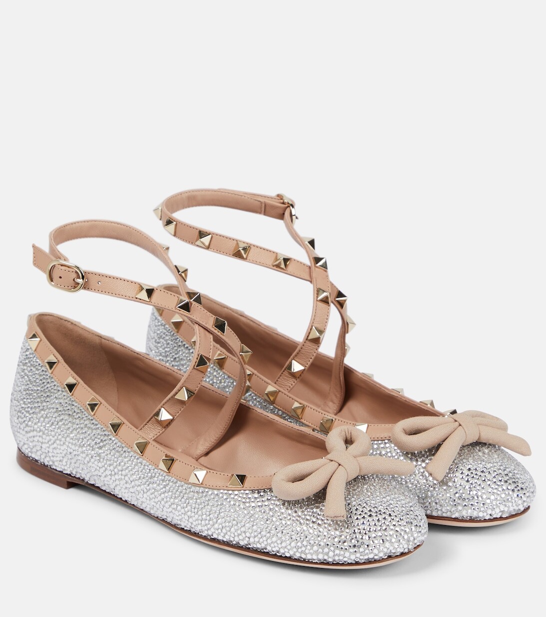 Декорированные балетки Rockstud Valentino Garavani, металлик