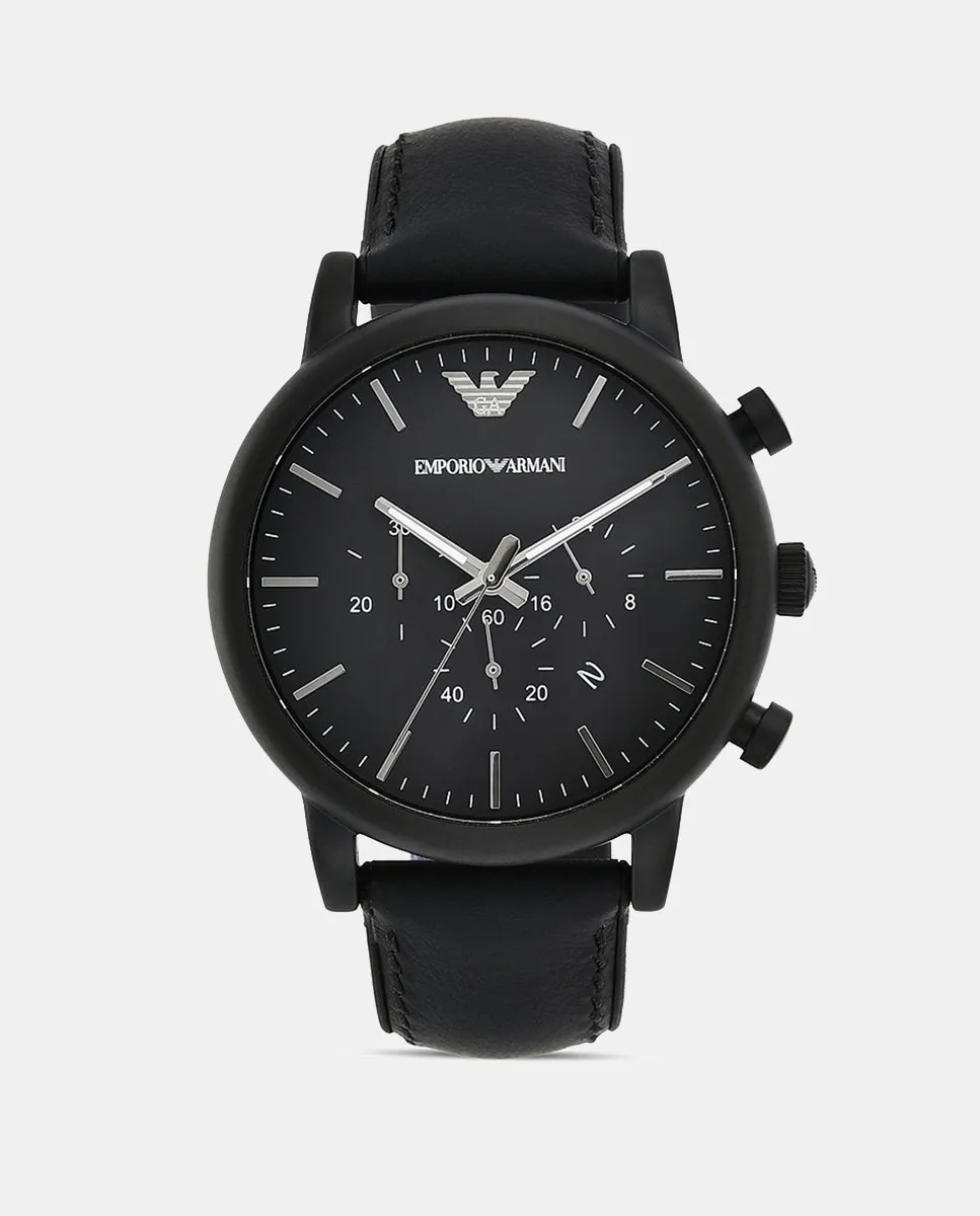 

Мужские часы AR1970 Crono из черной кожи и силикона Emporio Armani, черный