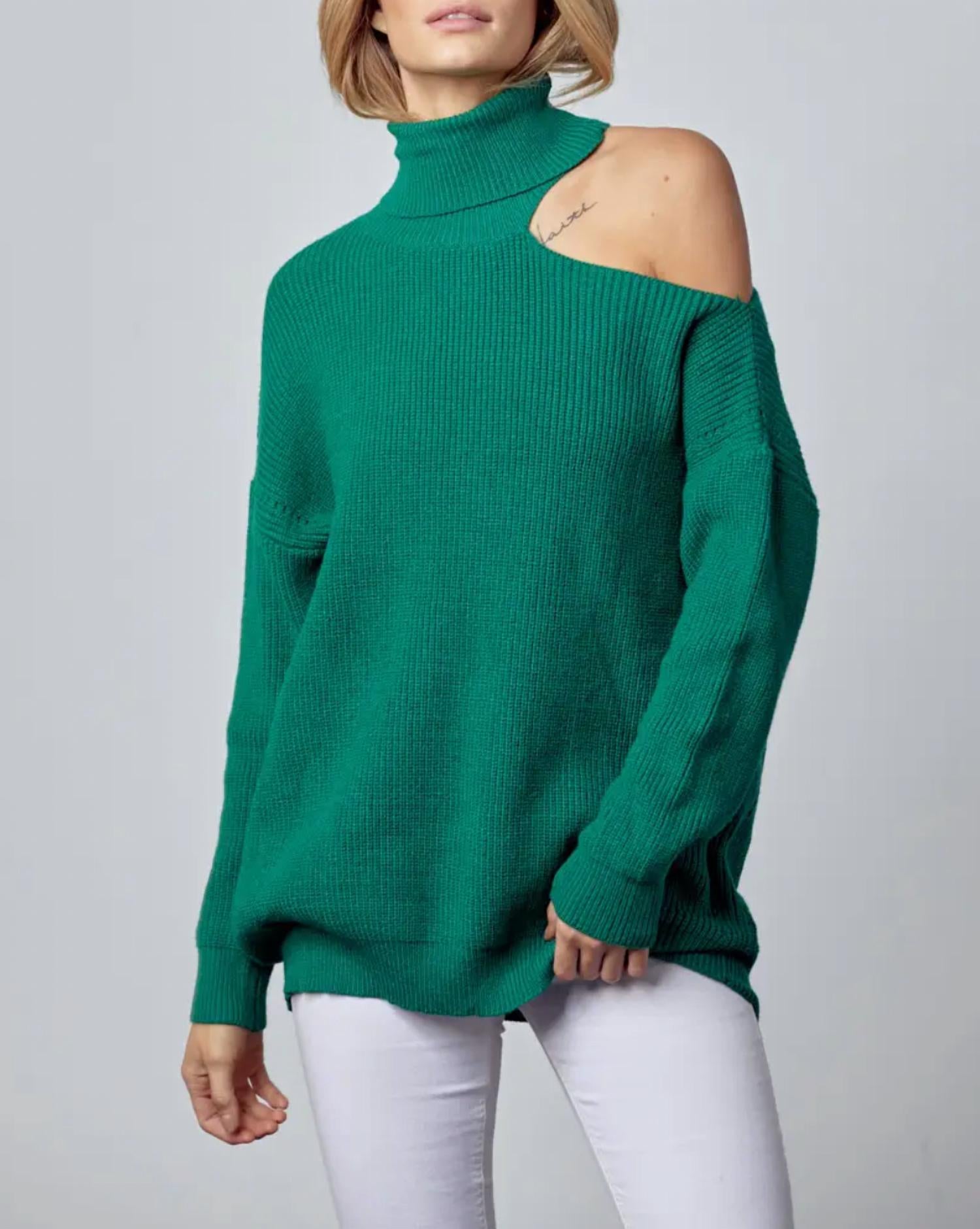 

Водолазка с открытыми плечами в цвете Forest Green &merci