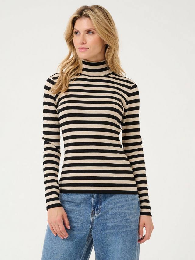 

Джемпер с круглым вырезом в полоску от lizza KAFFE, цвет Feather Grey/Black