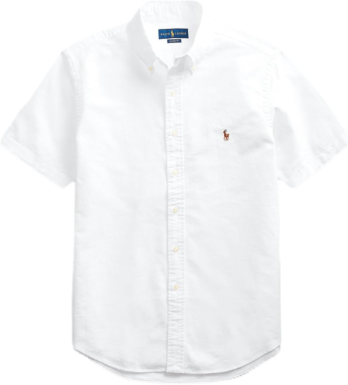

POLO RALPH LAUREN Мужская классическая оксфордская рубашка с коротким рукавом, White