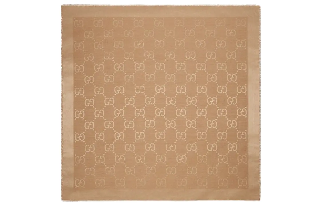 

Шарф Gucci Jacquard Frayed-Edge, бежевый