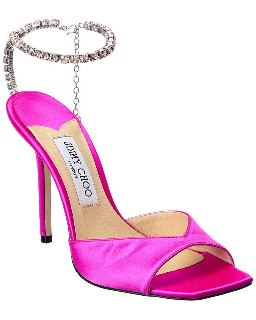 Атласные сандалии Jimmy Choo Saeda 100, розовый