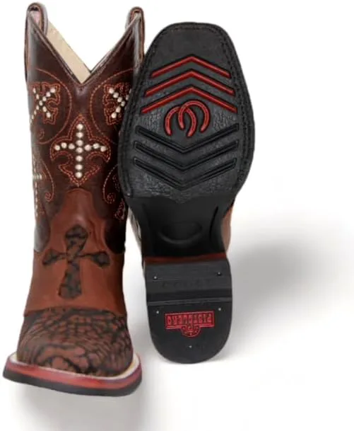 

Мужские ковбойские западные сапоги из натуральной кожи с квадратным носком и вышивкой, средней длины The Western Shops