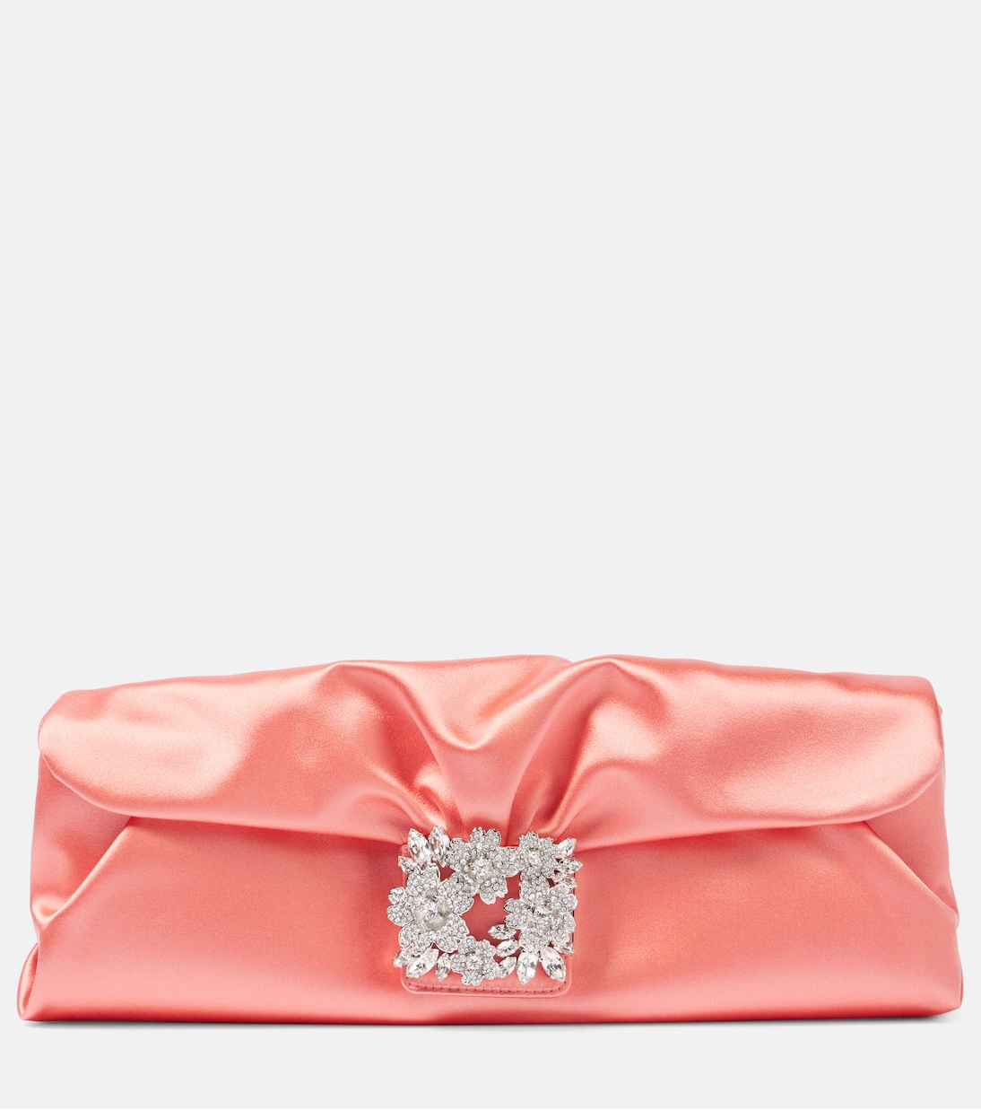 

Атласный клатч с отделкой Efflorescence Roger Vivier, Salmone
