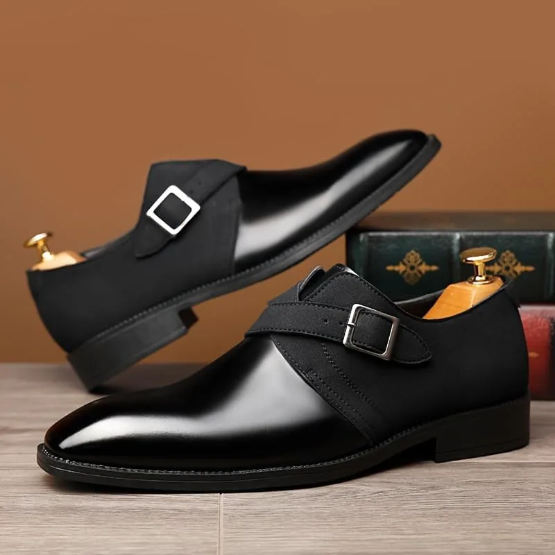 Men's Fashionable Leather Shoes - Casual and Versatile, Suitable for Business wear, Available in Large Sizes Fusecottc, черный — фото 3