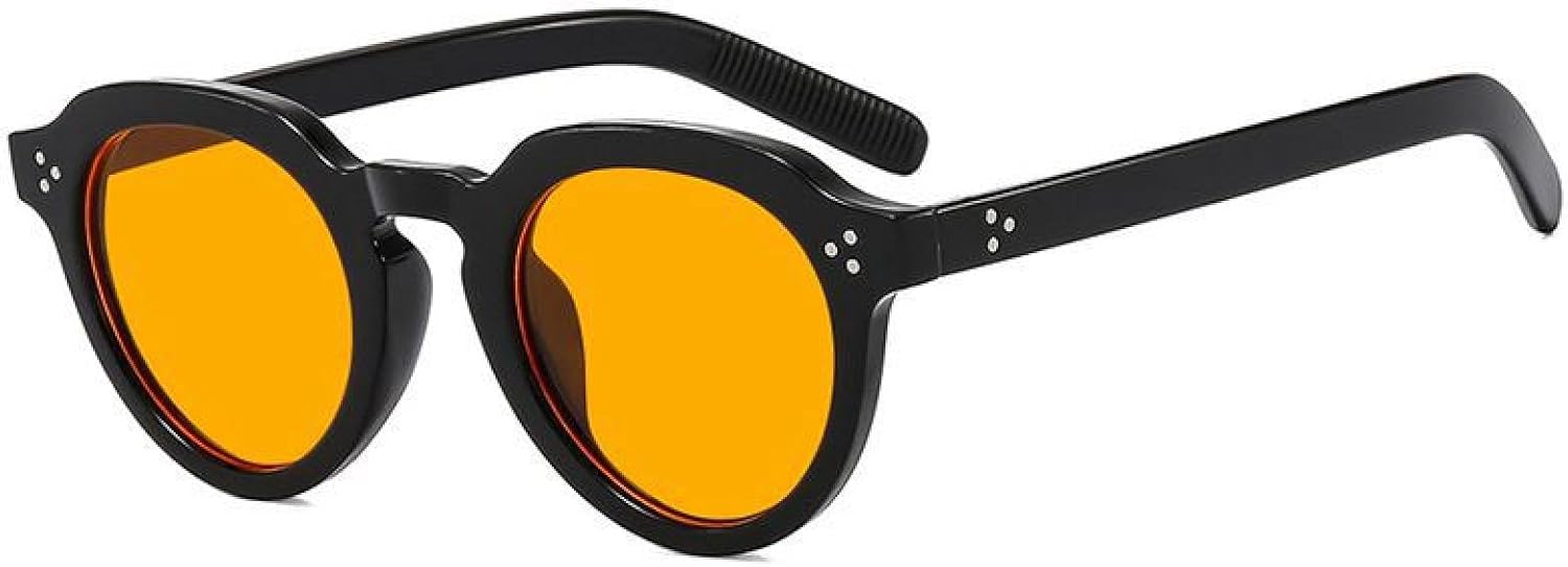 

Винтажные классические солнцезащитные очки с заклепками, неправильной формы, круглые, женские и мужские, в стиле люкс, панк, популярные, с защитой от УФ-излучения UV400 TYUVIVO, Black Orange
