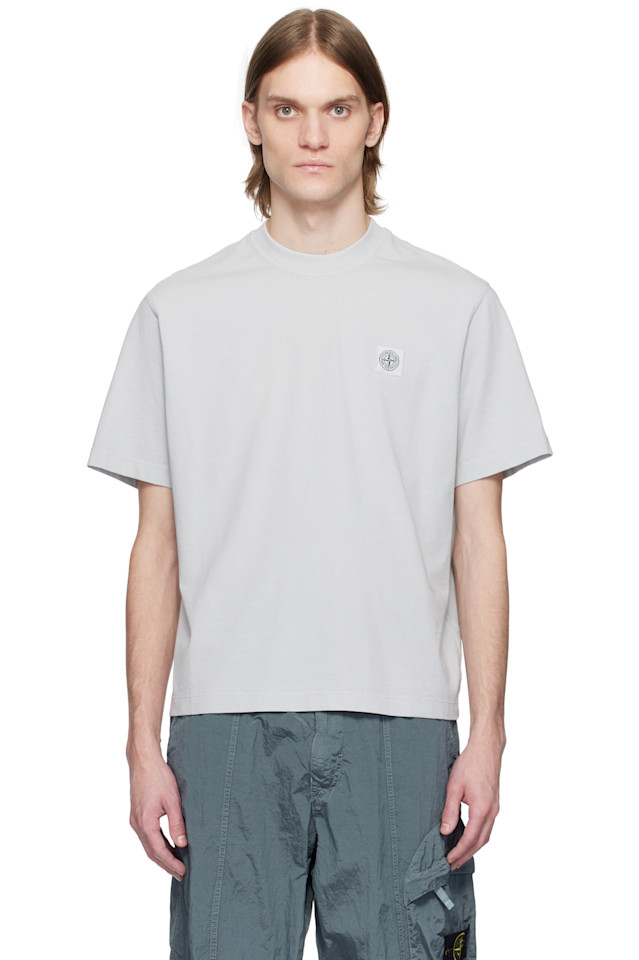 

Футболка из органического хлопка пике Stone Island, серый