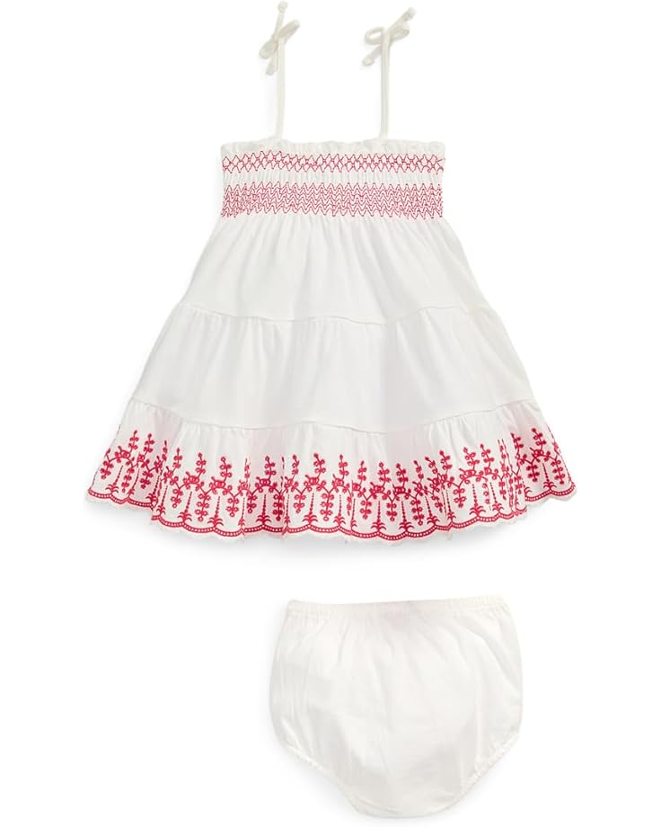 

Платье Polo Ralph Lauren Kids Eyelet Cotton Jersey Dress & Bloomer, белый