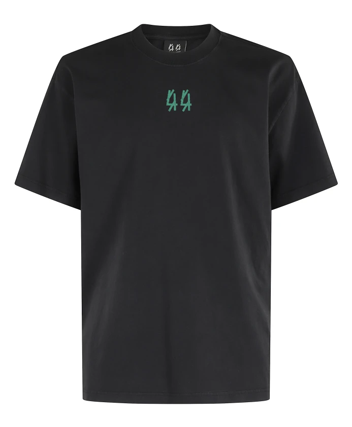 

Серая футболка с принтом, круглый вырез, короткие рукава. 44 Label Group, черный