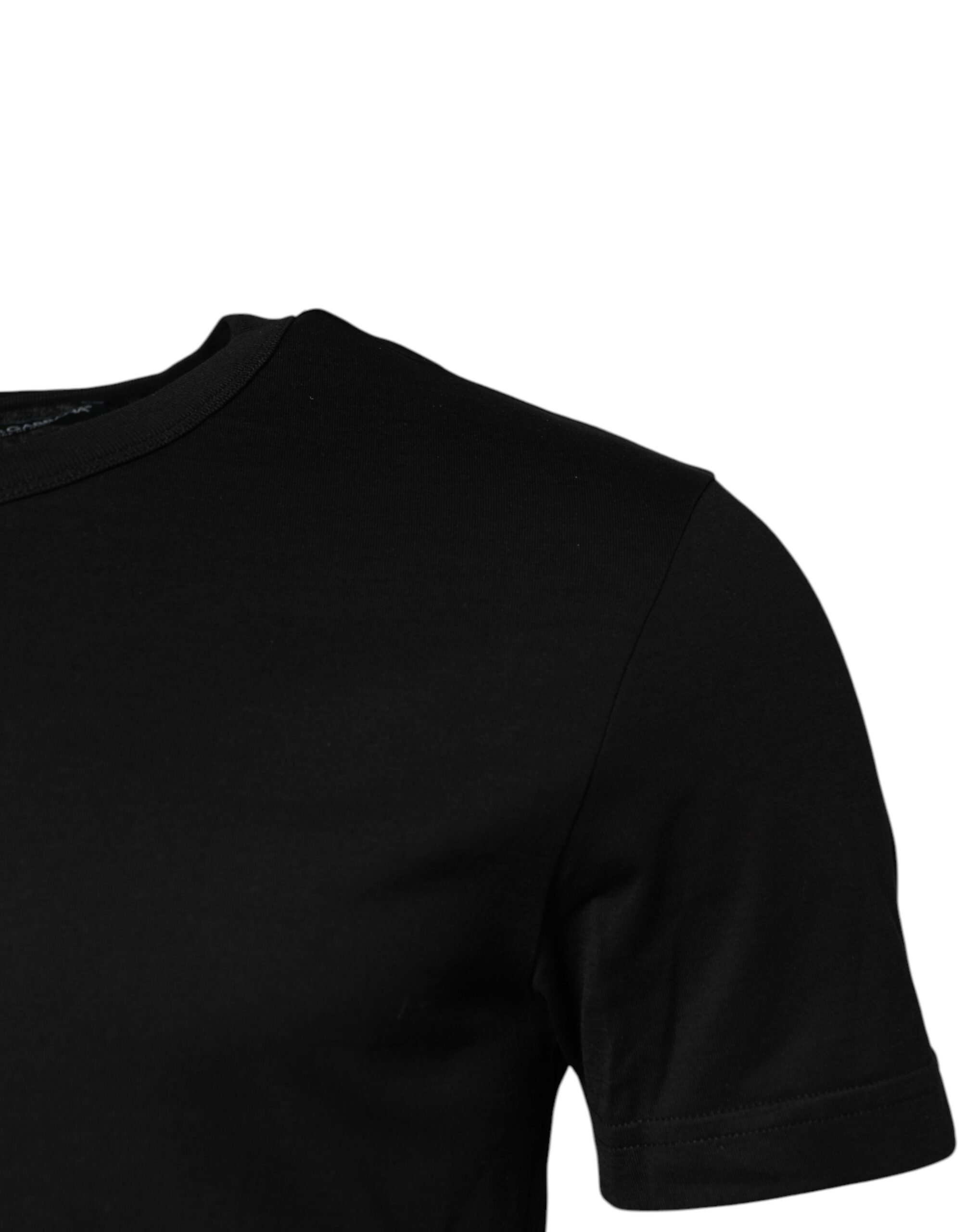 Черная хлопковая футболка с короткими рукавами и круглым вырезом Dolce & Gabbana, Black — фото 2