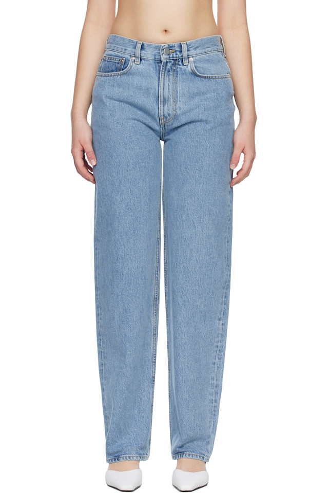 

Loulou De Saison Синие джинсы-бойфренды из органического денима с изображением самура (LDS)