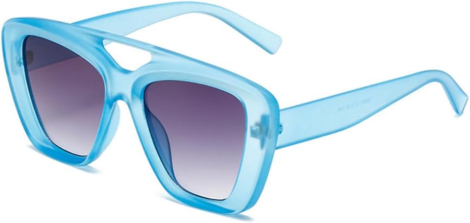 

Солнцезащитные очки UV400 с двойной перемычкой, «кошачий глаз», градиентный дизайн, конфетные цвета, подходят для женщин и мужчин, для бега и занятий спортом на открытом воздухе UYPTK, Matte Blue Gray