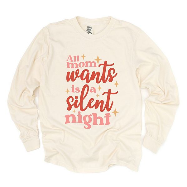 

Футболка с длинным рукавом Mom wants a silent night, окрашенная в технике garment dyed Simply Sage Market, Ivory