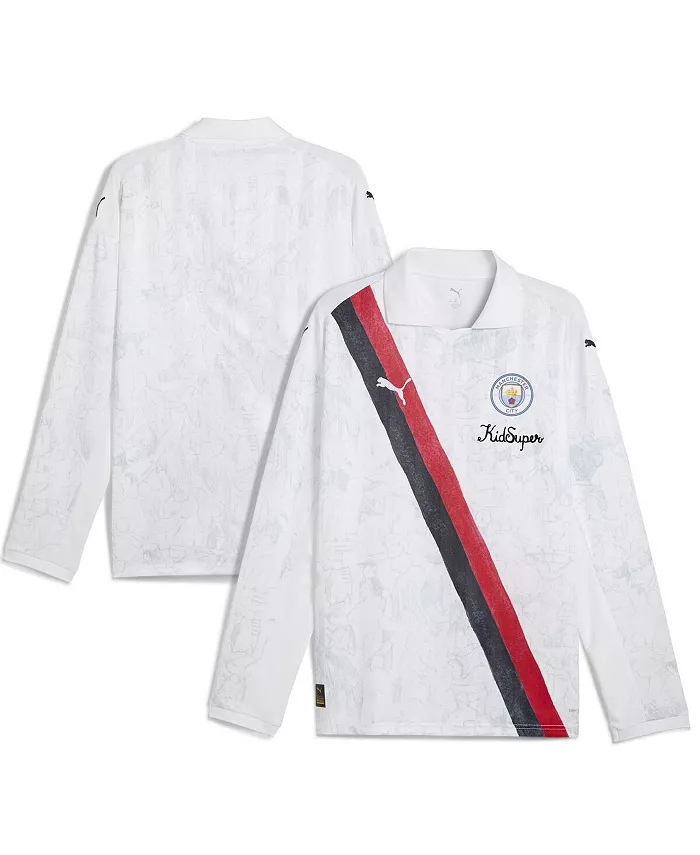 

X KidSuper Мужская белая футболка с длинным рукавом Manchester City 2025 FIFA Club World Cup Retro Puma