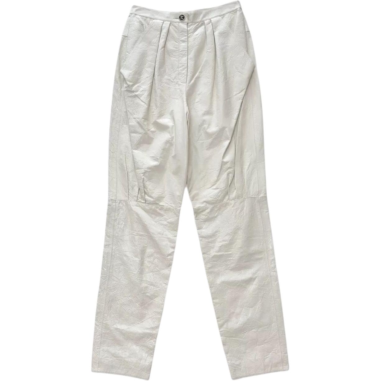 

CHANEL Кожаные брюки 22C женские white