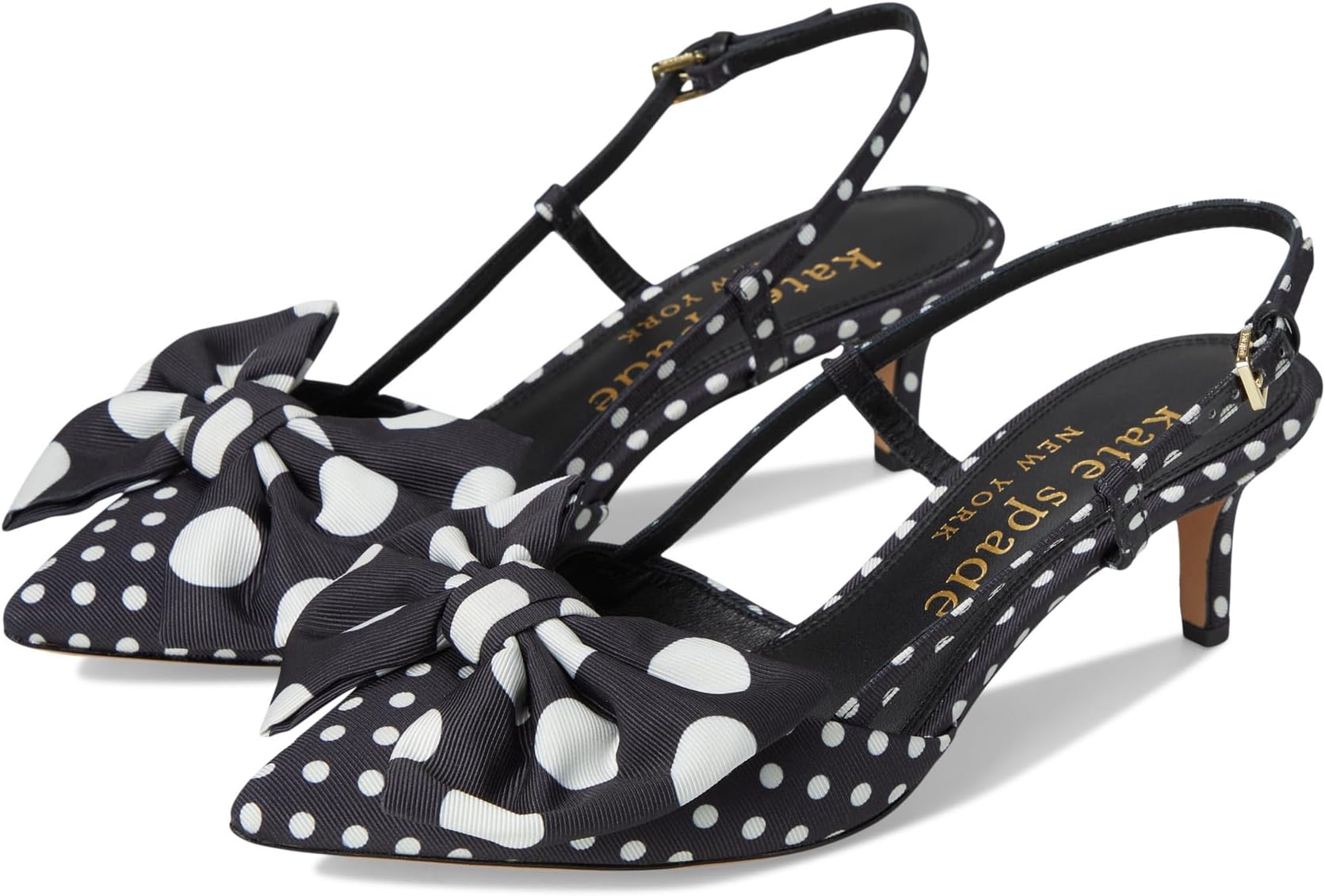 Туфли Kate Spade New York Rue Slingback Mid Heel, цвет Black/Cream