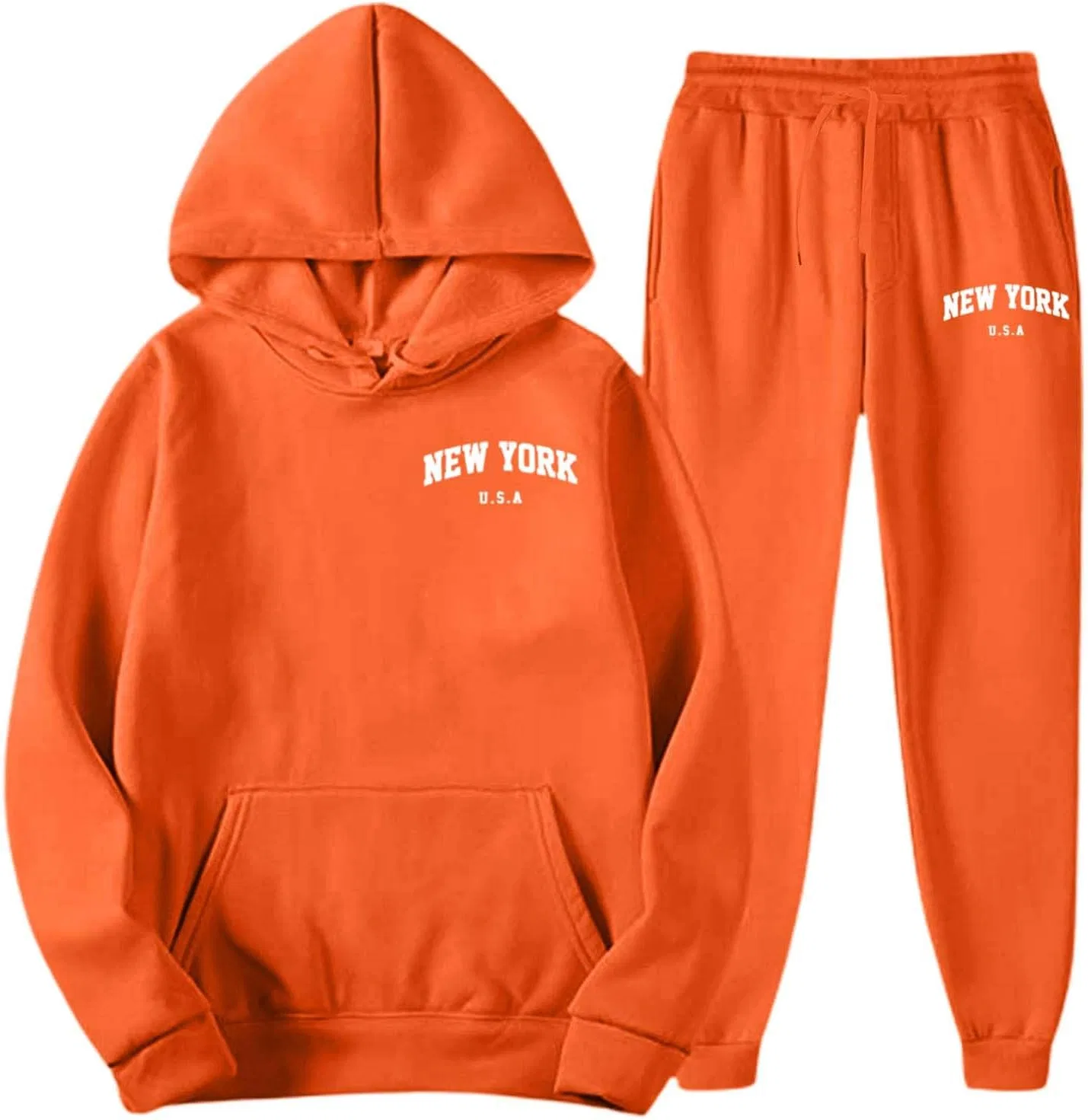 Спортивный костюм из флиса, худи и джоггеры, Orange — фото 4