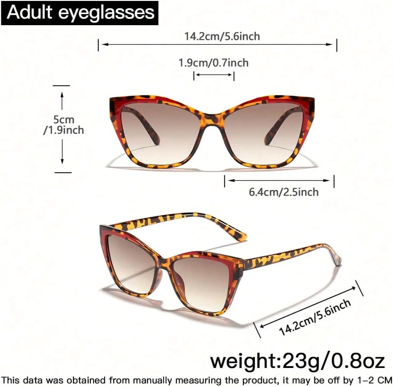 

Ретро-солнцезащитные очки «кошачий глаз» для женщин, модная оправа черепахового цвета с красными вставками, легкие, с защитой от УФ-излучения UV400 ENSARJOE