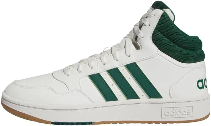 Мужские баскетбольные кроссовки Adidas Hoops 3.0 Mid Lifestyle в классическом винтажном стиле, Core White Collegiate Green Gum