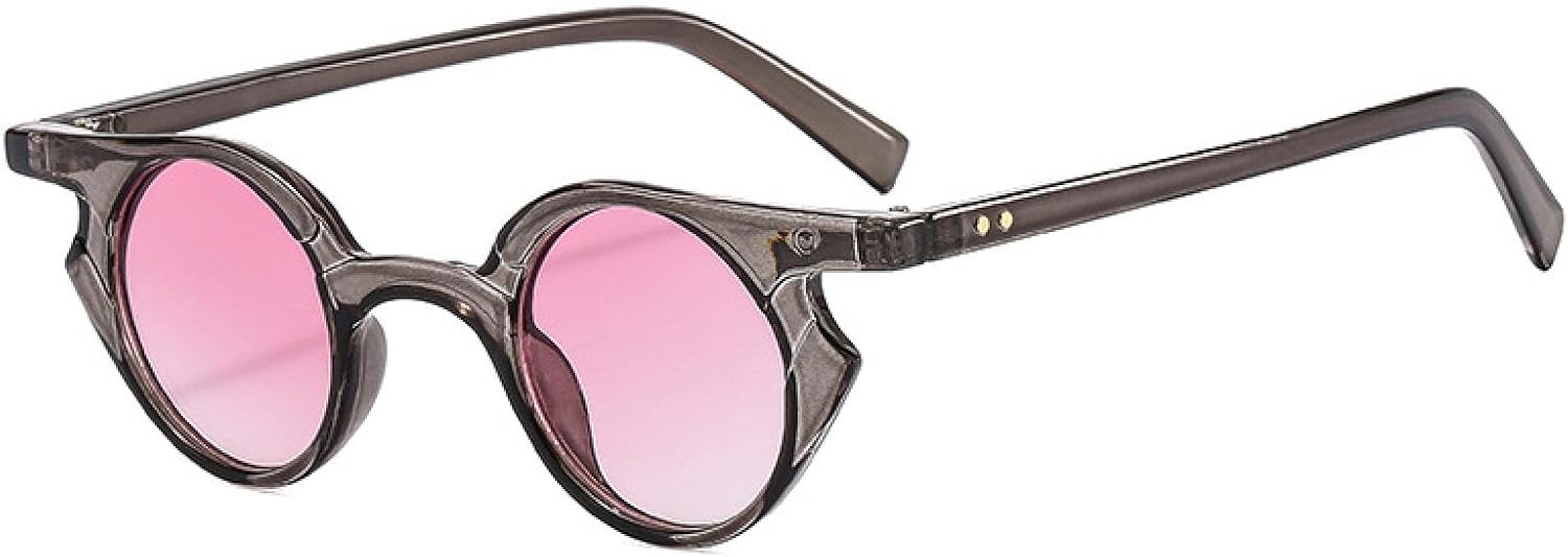 

Модные маленькие солнцезащитные очки «кошачий глаз» для женщин, ретро-стиль с заклепками, мужские трендовые панк-очки с круглыми линзами, солнцезащитные очки UV400 WNCKSQ, Gray Pink Gradient