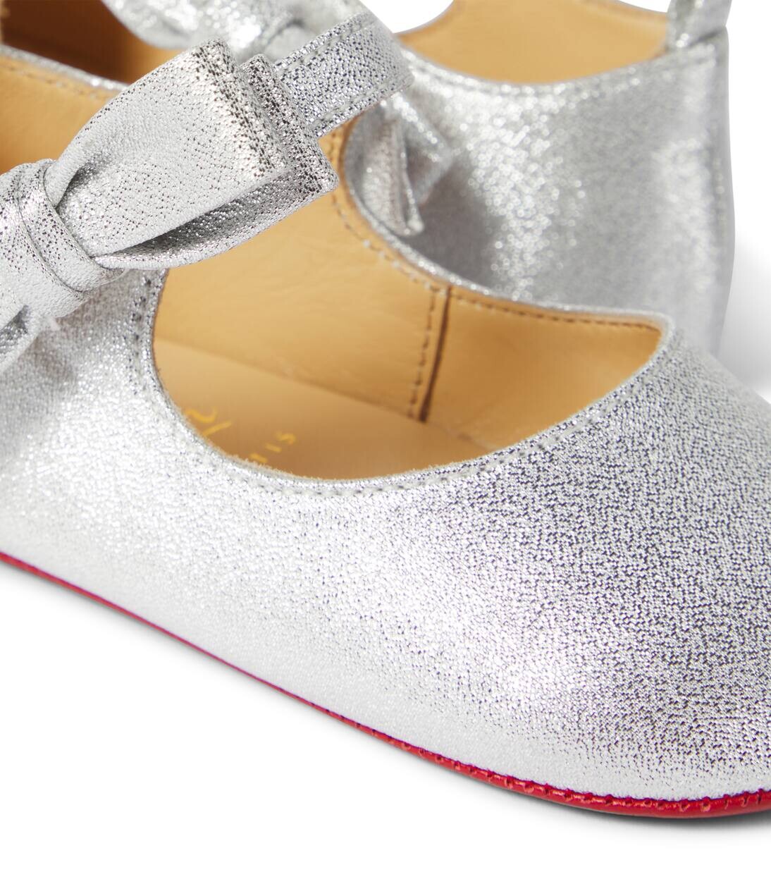 Кожаные балетки Lou Babe Christian Louboutin Kids, серебряный — фото 4