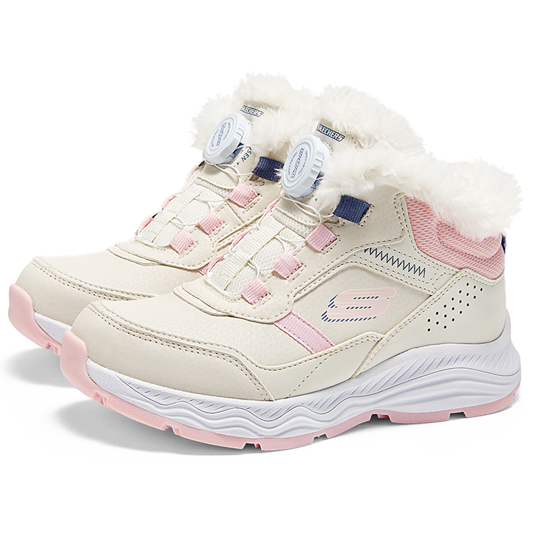 Детские зимние ботинки Skechers Kids, бежевый/розовый — фото 3