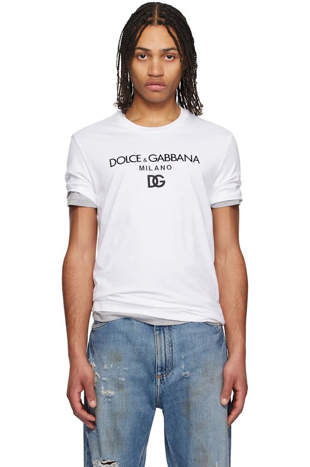 

Хлопковая футболка с вышивкой 'dg' Dolce&Gabbana, белый